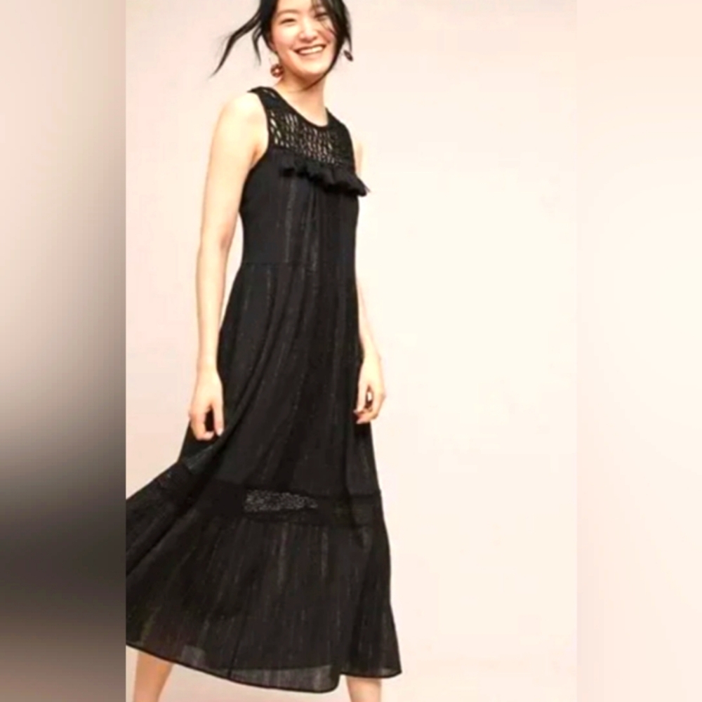 Anthropologie Maeve Lurex Crochet maxi dress size L
